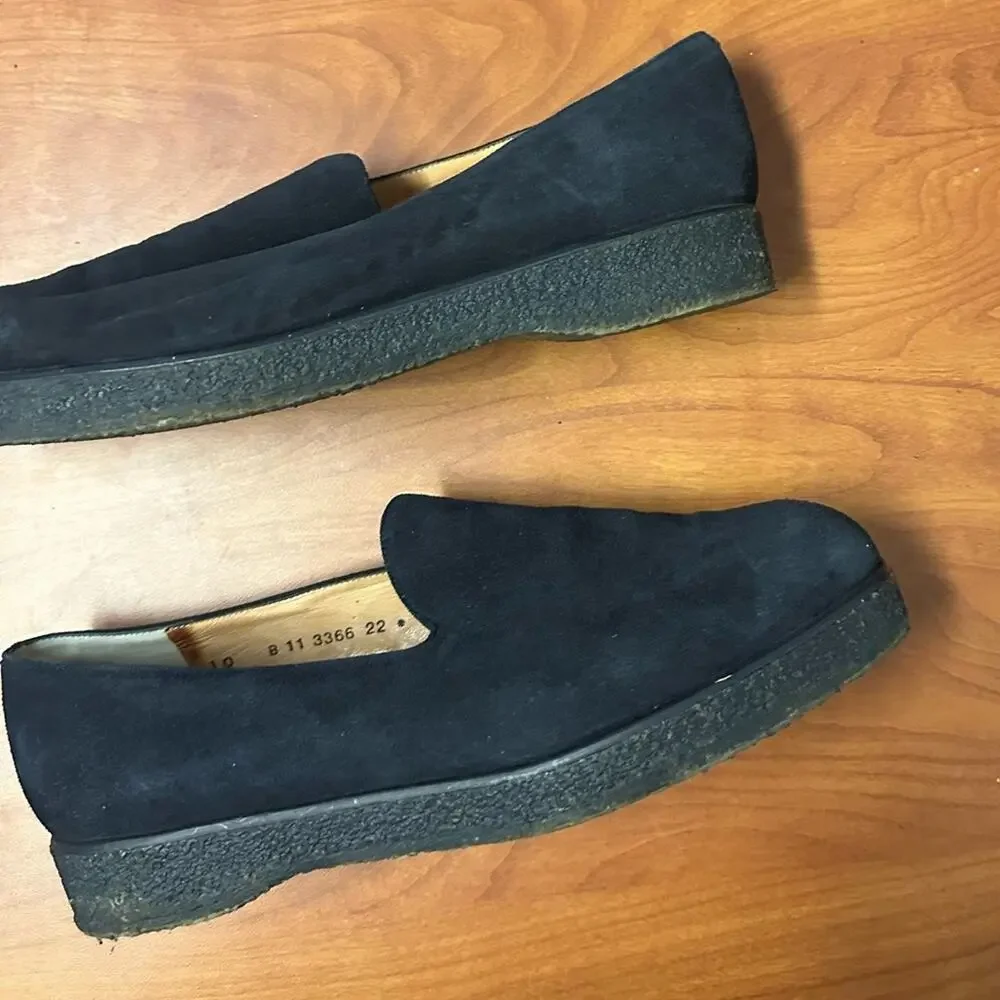 Robert Clergerie Black Suede Slip-On Loafers
